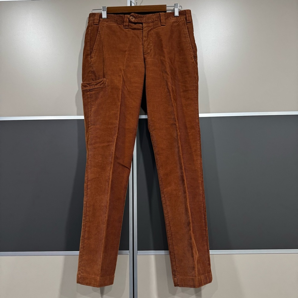 ISAIA NAPOLI Trousers Cargo Pants Corduroy Brown Size EU46 US 12 Carpenter